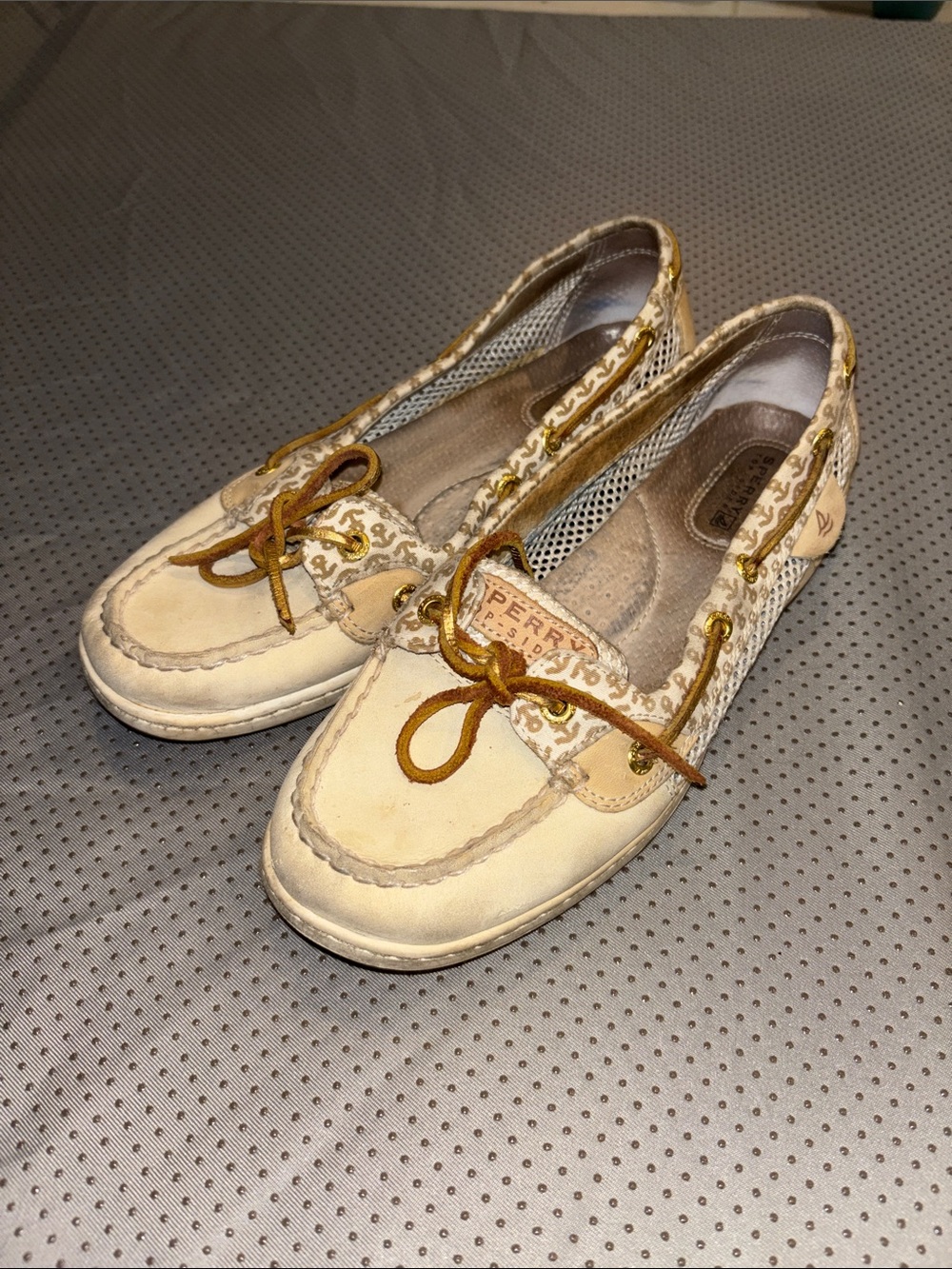 Sperry Women’s Cream and Tan Moccasin Boat Shoes